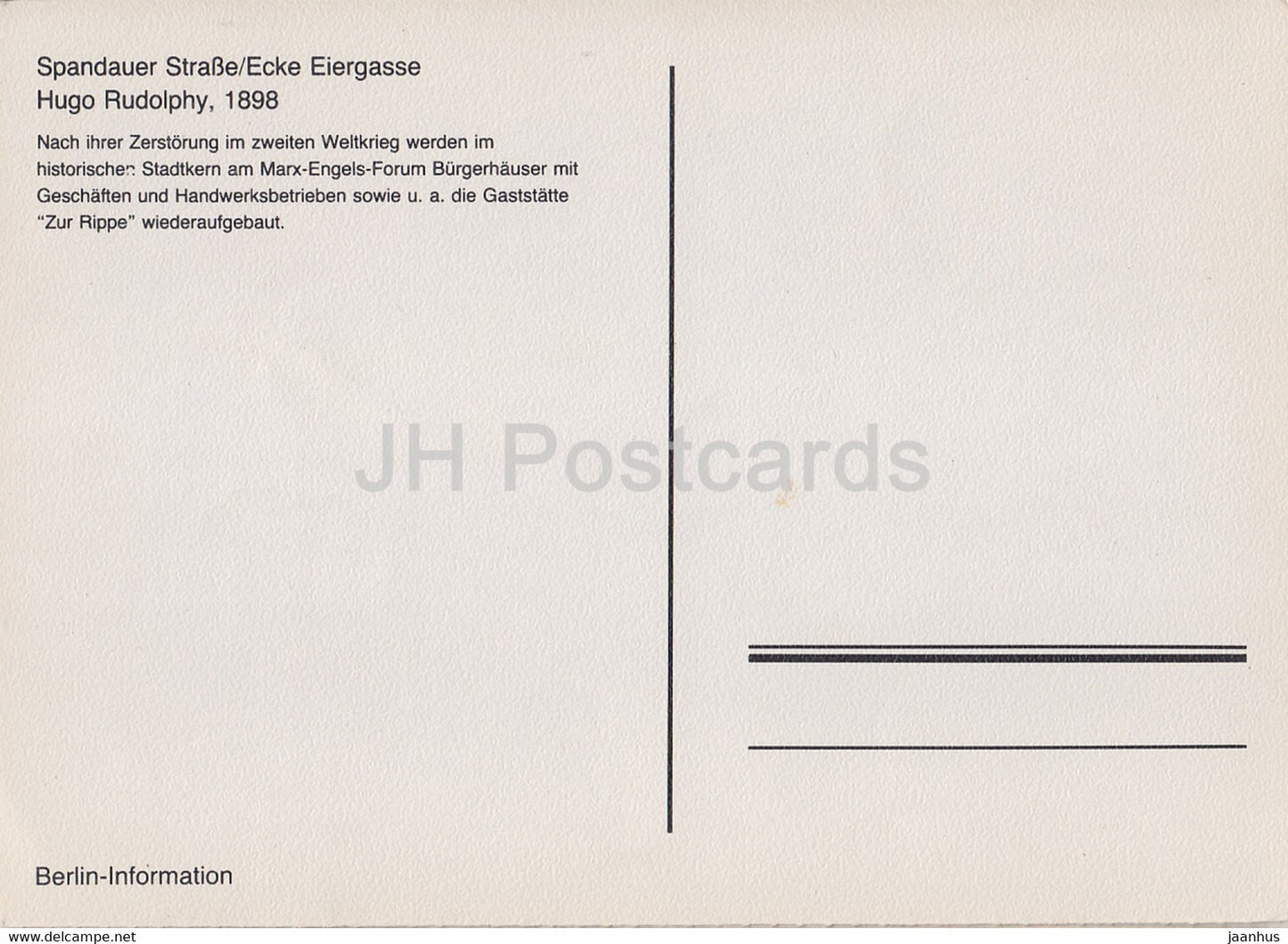 Berlin - Spandauer Strasse - Ecke Eiergasse - Germany - unused