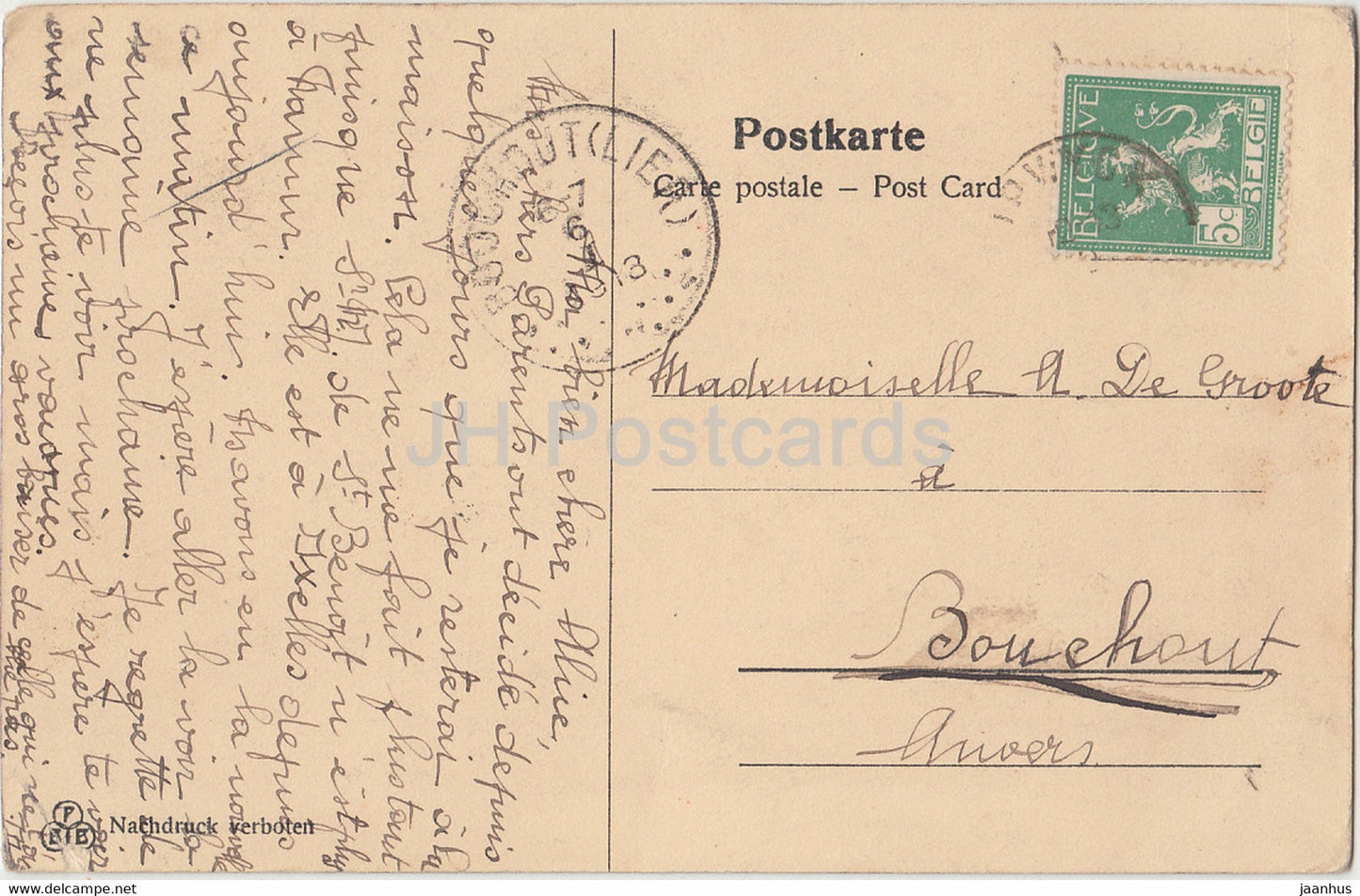 Aachen - Marktplatz mit Rathaus - Gemalde v Hermann Killian - old postcard - 1918 - Germany - used