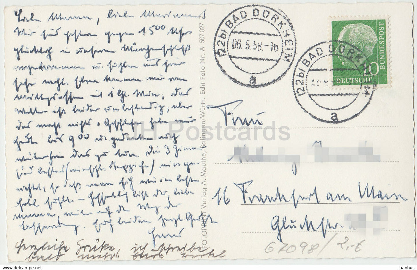 Grusse aus dem schönen Bad Dürkheim - alte Postkarte - 1958 - Deutschland - gebraucht