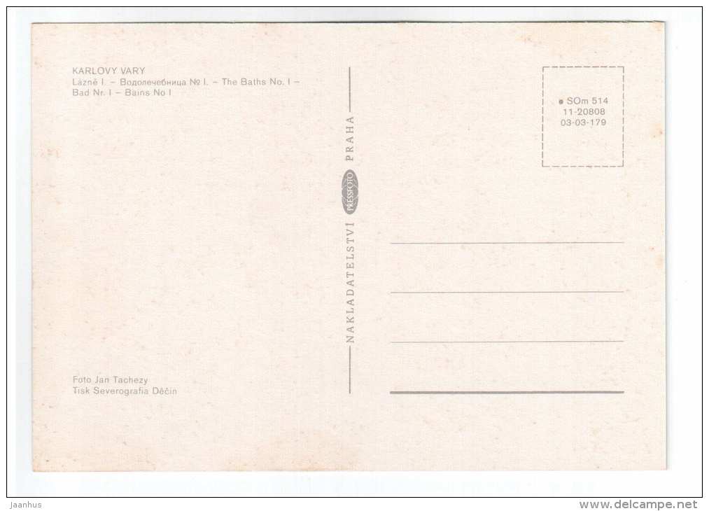 The Baths No 1 - Karlovy Vary - Czech Republic - unused - JH Postcards