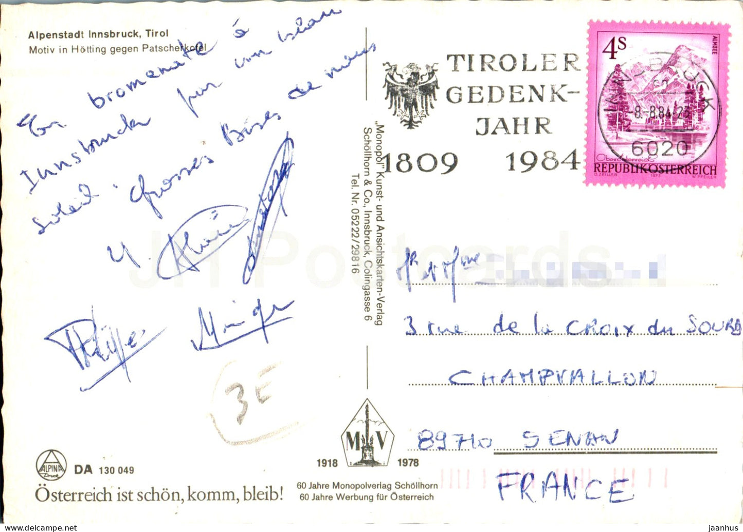 Innsbruck - Motiv in Hotting gegen Patscherkofel - 1984 - Österreich - gebraucht