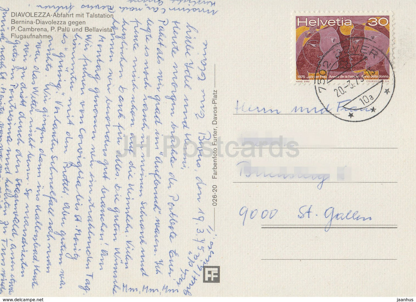 Diavolezza - Abfahrt mit Talstation - Bernina Diavolezza gegen P. Cambrena P. Plau - 1975 - Suisse - d'occasion