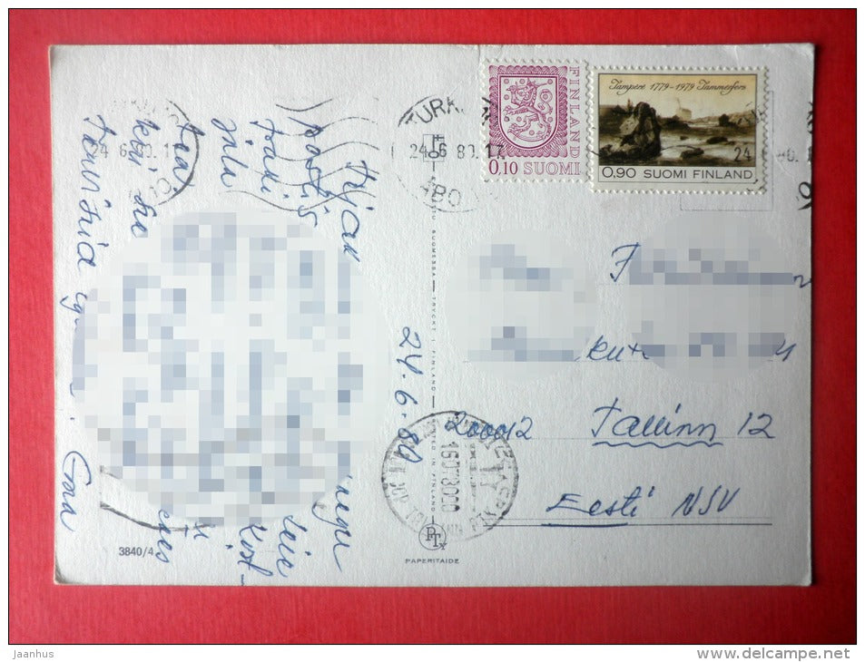 illustration - butterfly - flowers - 3840/4 - Finland - sent from Finland Turku to Estonia USSR 1980 - JH Postcards