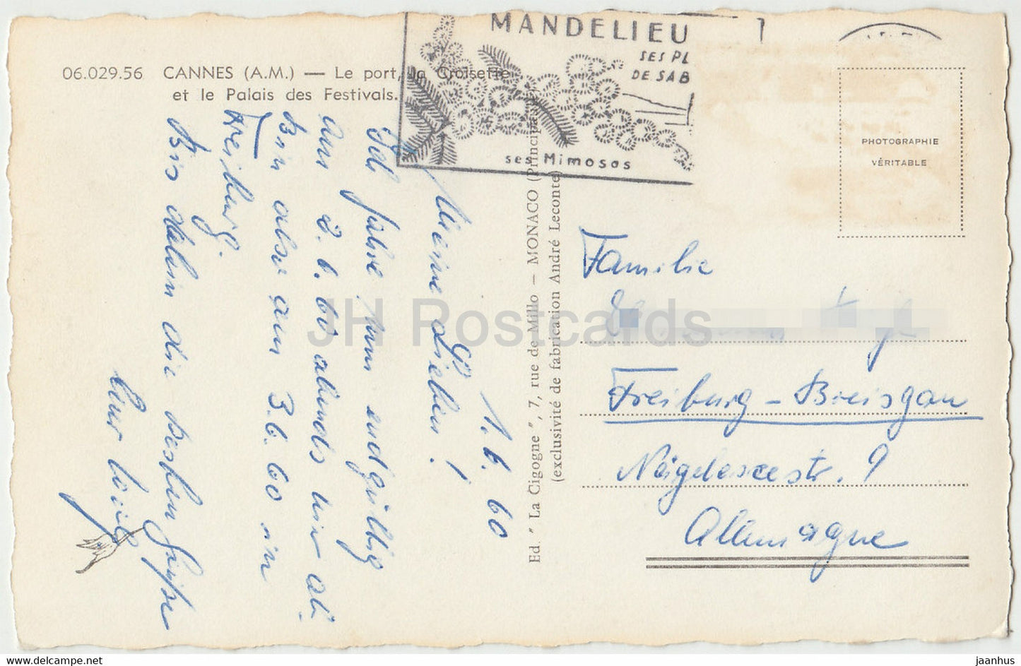Cannes - Le Port - La Croisette et le Palais des Festivals - old postcard - France - used