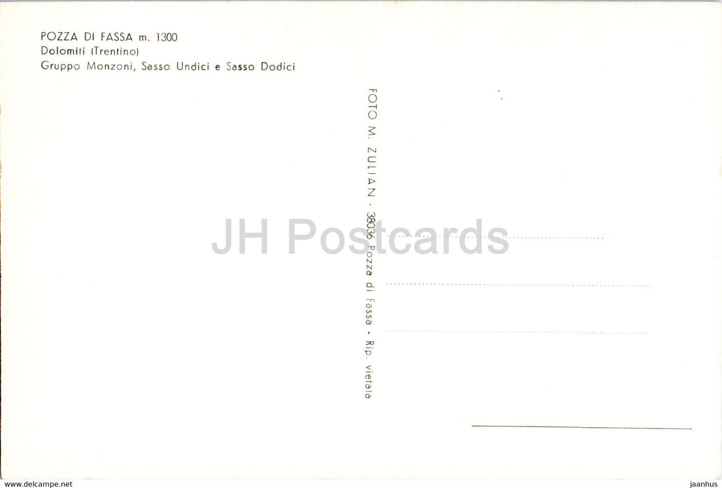 Pozza di Fassa - Dolomiti - Gruppo Monzoni - Sasso Undici - Sasso Dodici - old postcard - Italy - unused