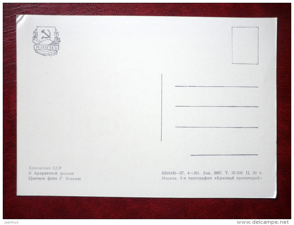 in the Ararat valley - mountain - 1957 - Armenia USSR - unused - JH Postcards