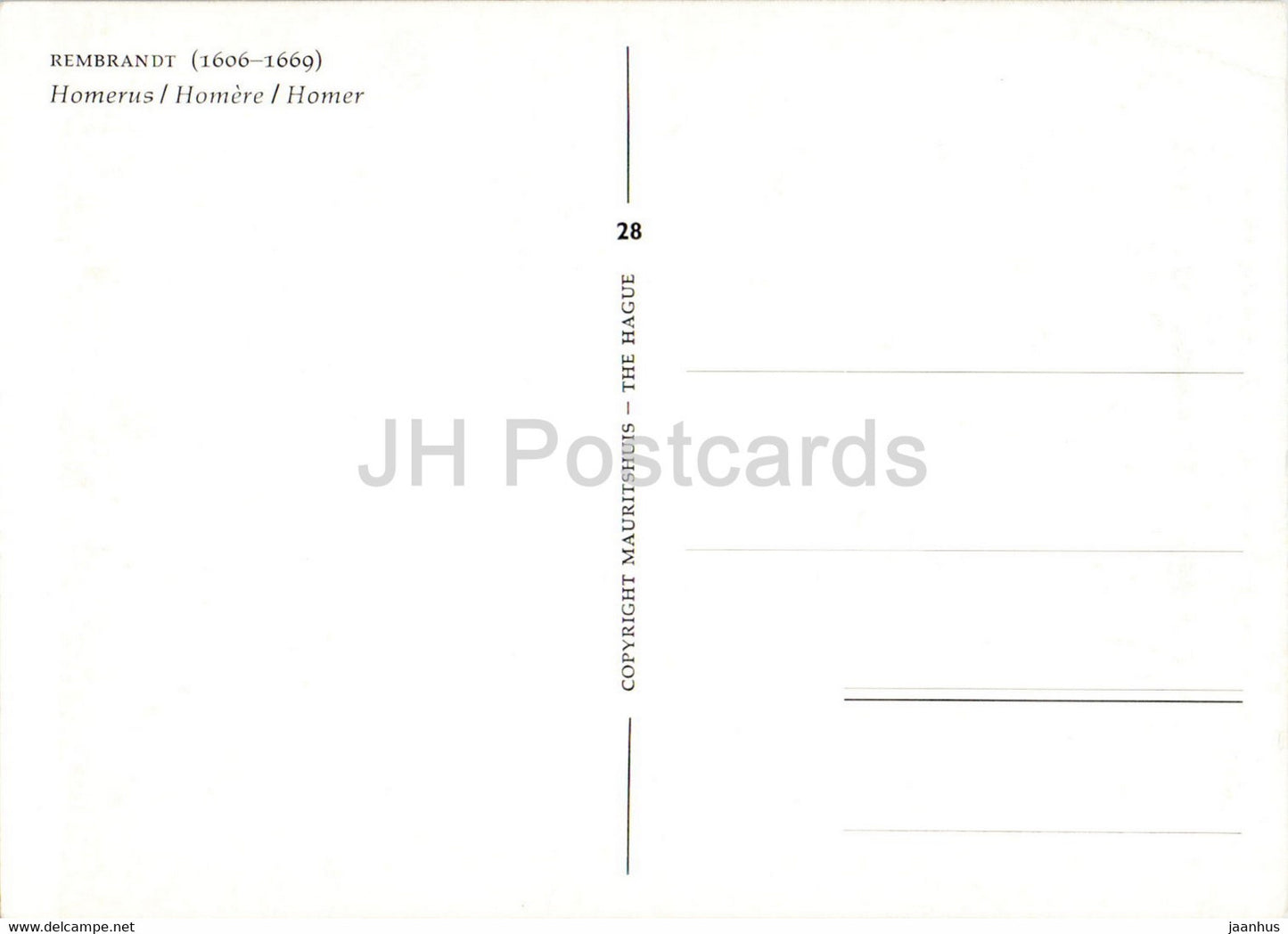 painting by Rembrandt - Homerus - Homer - Dutch art - Netherlands - unused