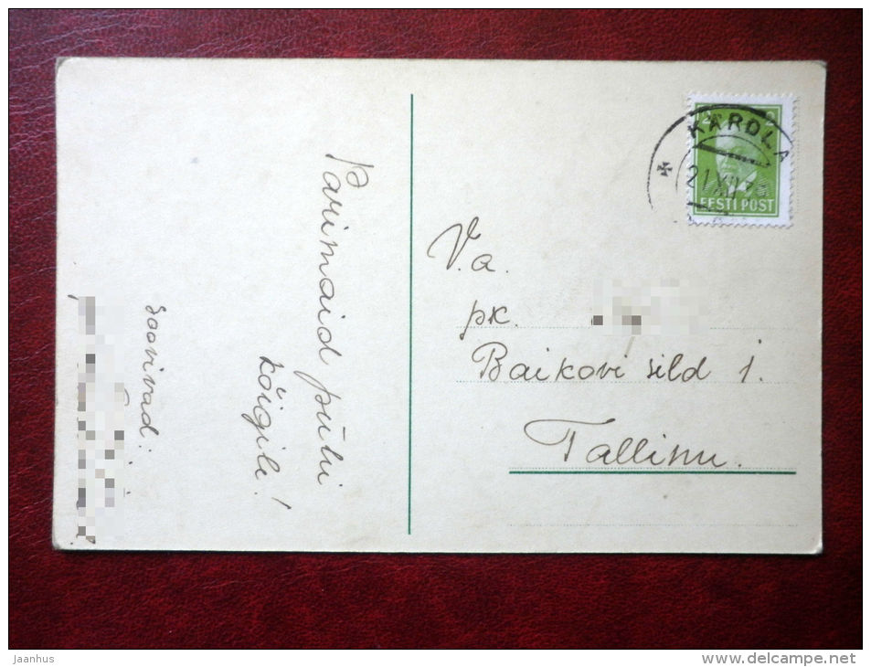Christmas Greeting Card - christmas bells - circulated in Estonia 1939 , Kärdla - Estonia - used - JH Postcards
