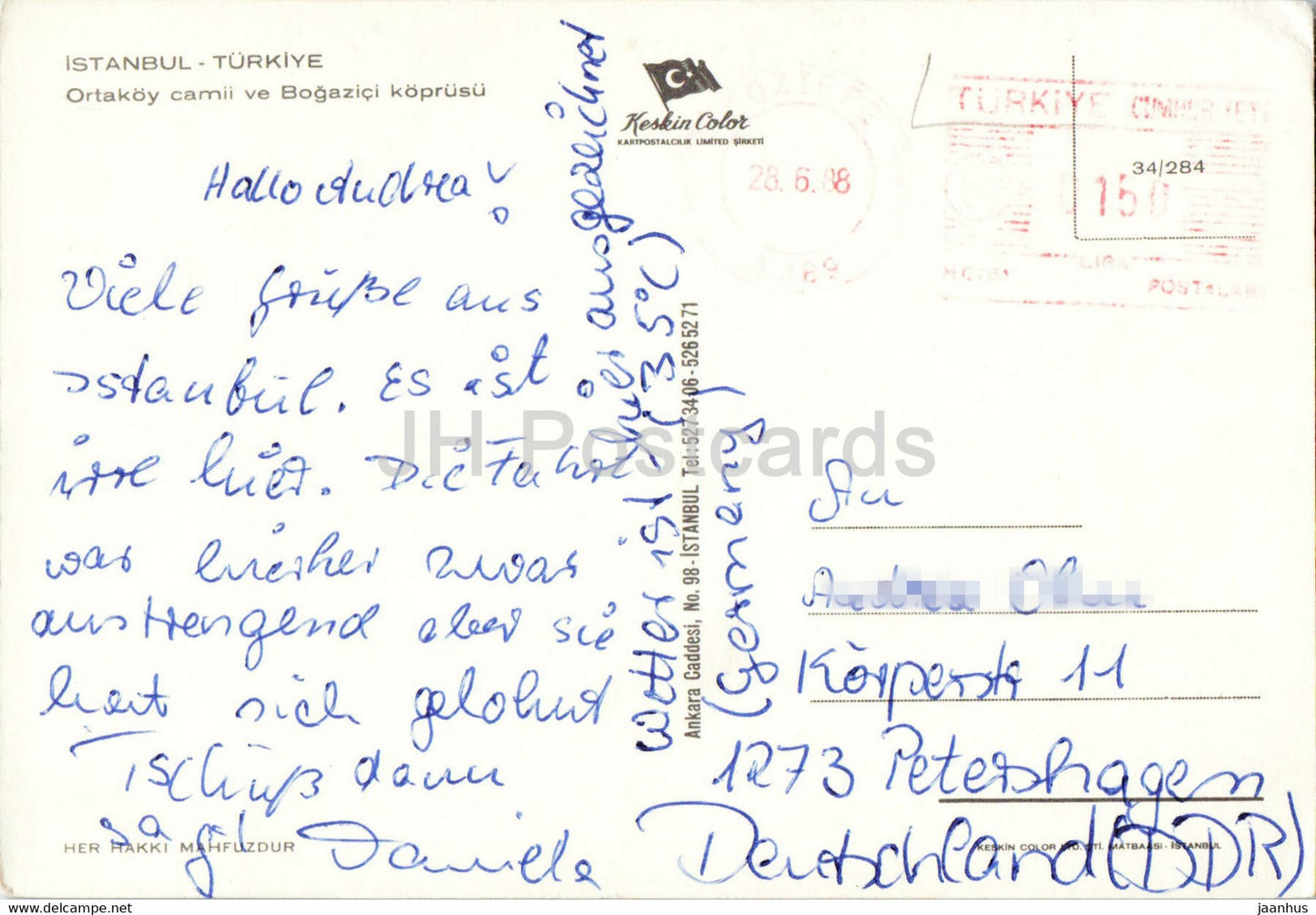 Istanbul – Ortaköy-Moschee und Bogazici-Brücke – Keskin – 1988 – Türkei – gebraucht