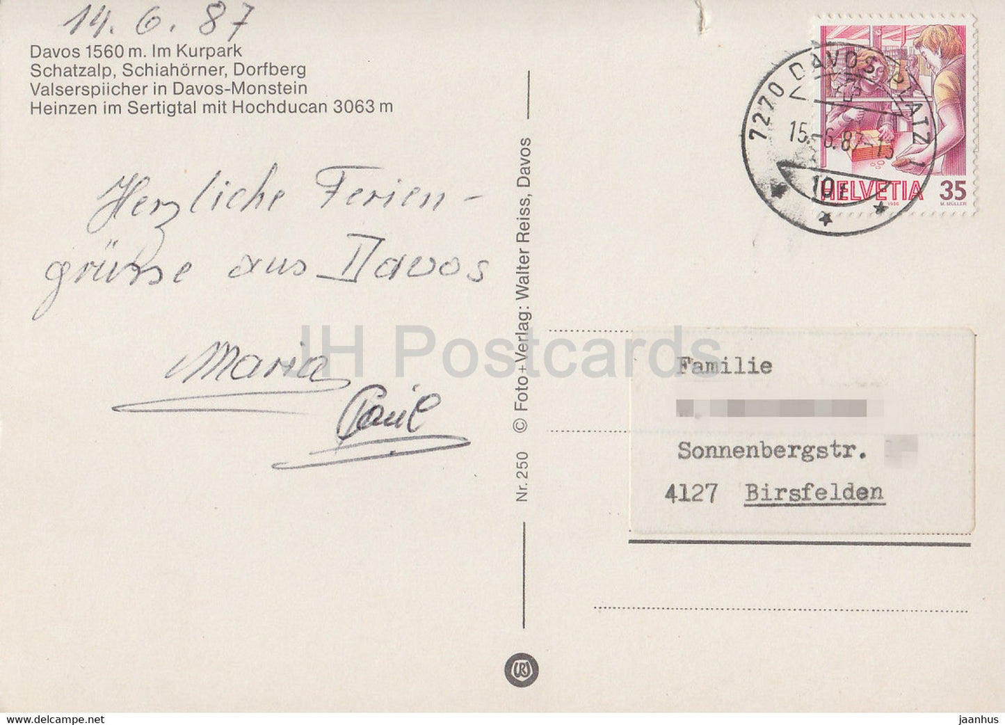 Davos 1560 m - Im Kurpark - Schatzalp - Schiahorner - Dorfberg - multiview - 250 - 1987 - Switzerland - used