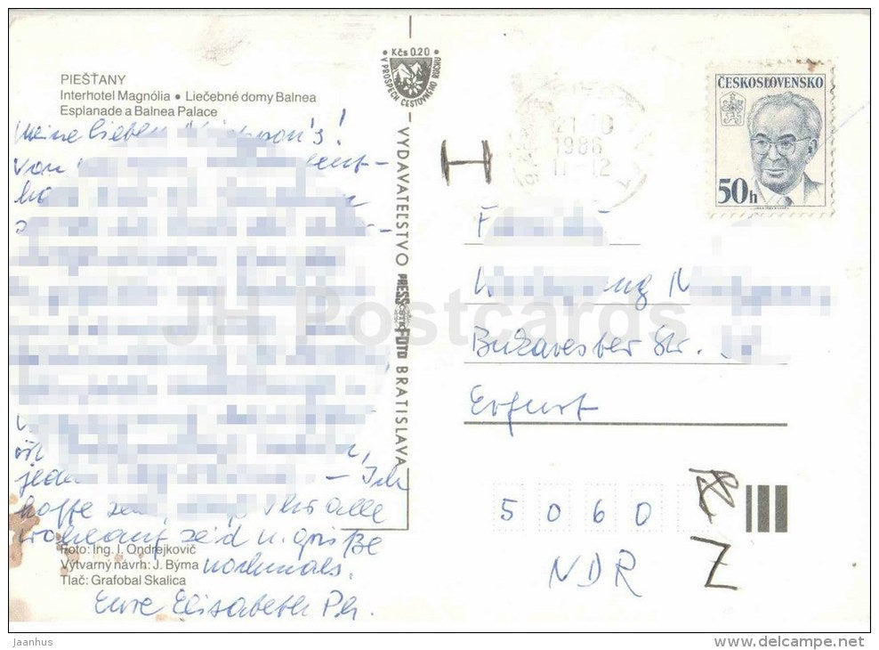 Piestany - spa Balnea Esplanade , Balnea Palace - interhotel Magnolia - Czechoslovakia - Slovakia - used 1986 - JH Postcards