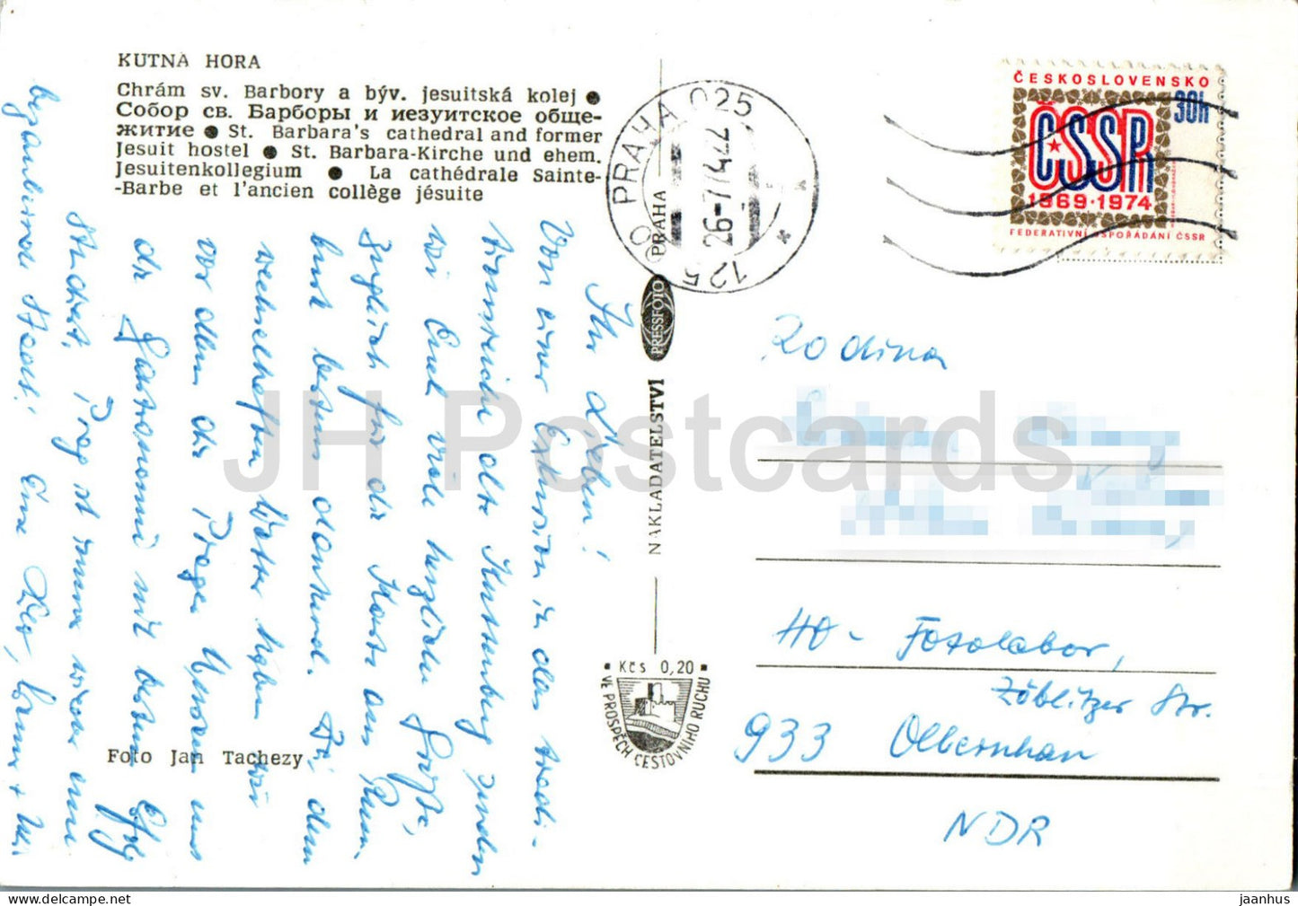 Kutna Hora - Cathédrale Sainte-Barbe et ancienne auberge jésuite - 1974 - République tchèque - Tchécoslovaquie - utilisé