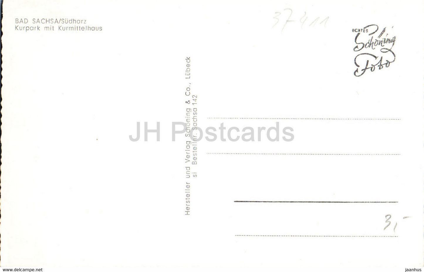 Bad Sachsa - Sudharz - Kurpark mit Kurmittelhaus - carte postale ancienne - Allemagne - inutilisée