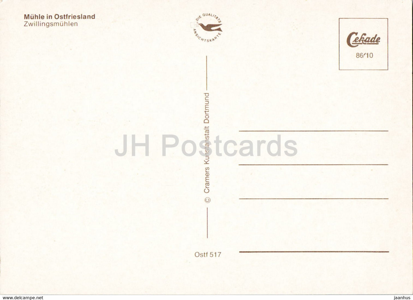 Muhle in Ostfriesland - Zwillingsmuhlen - windmill - Germany - unused