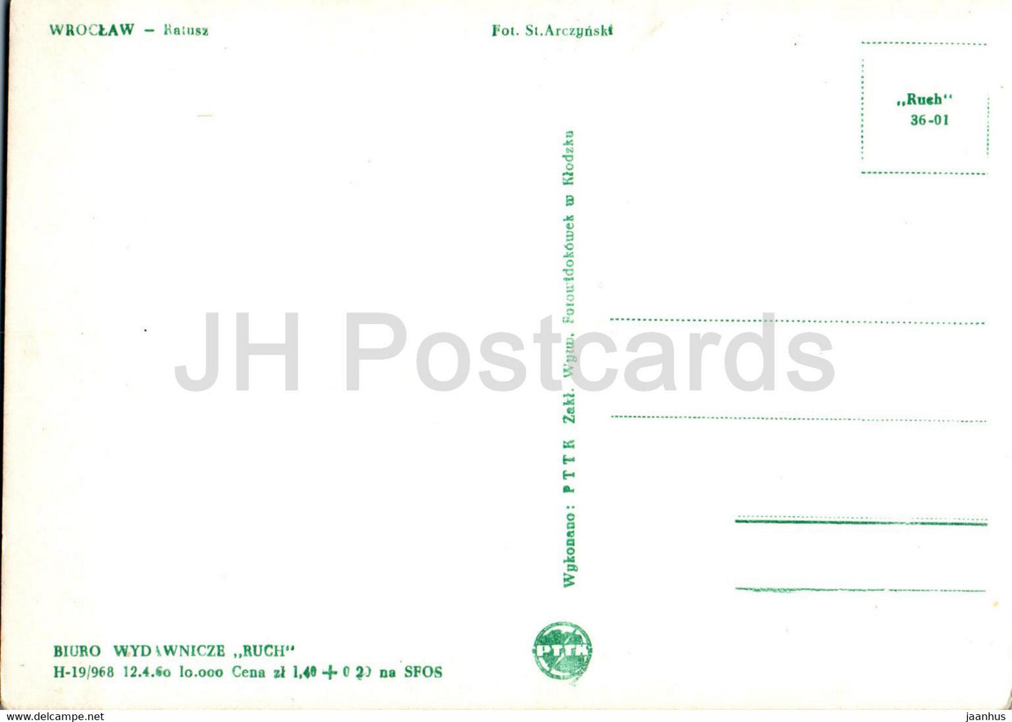 Wroclaw - Ratusza - Hôtel de ville - 36-01 - carte postale ancienne - Pologne - inutilisée