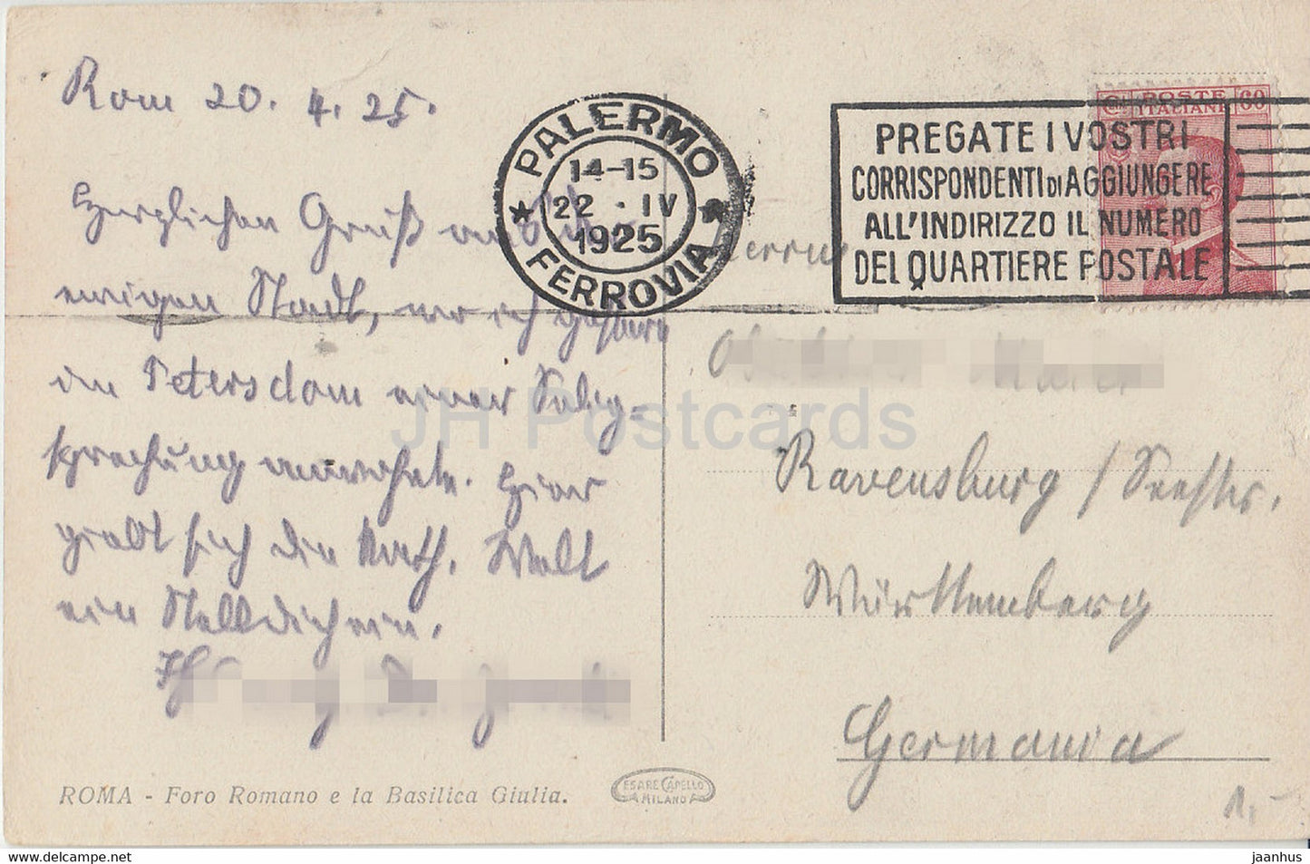 Roma - Rom - Foro Romano e la Basilica Giulia - antik - alte Postkarte - 1925 - Italien - gebraucht