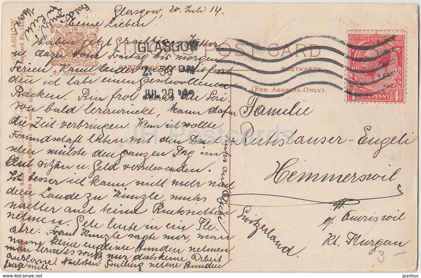 Greetings from Glasgow - Sauchiehall street - Kelvingrove Park - old postcard - 1914 - Scotland - United Kingdom - used