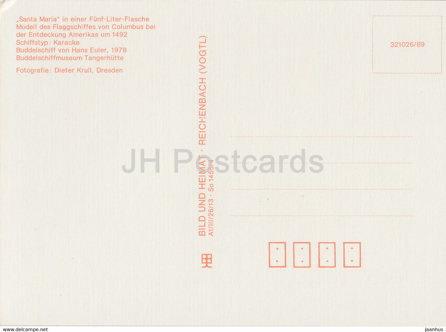 Santa Maria - Buddelschiffe - Bottle Ships - DDR Germany - unused