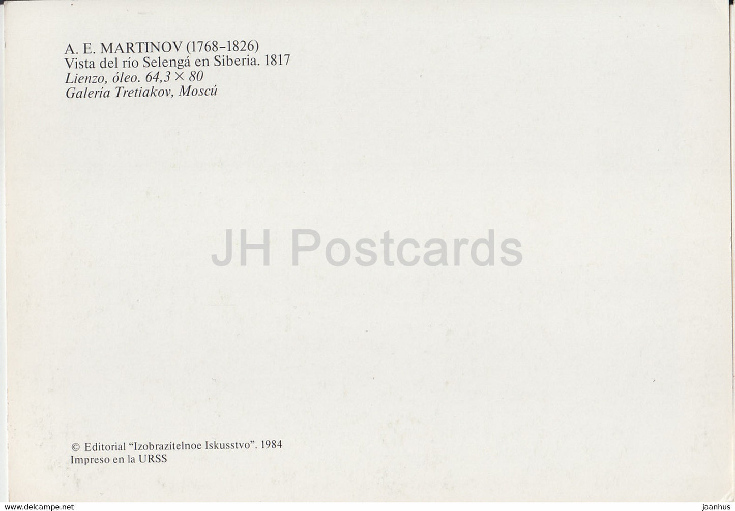 painting by A. Martinov - Vista del rio Selenga en Siberia - Russian art - 1984 - Russia USSR - unused