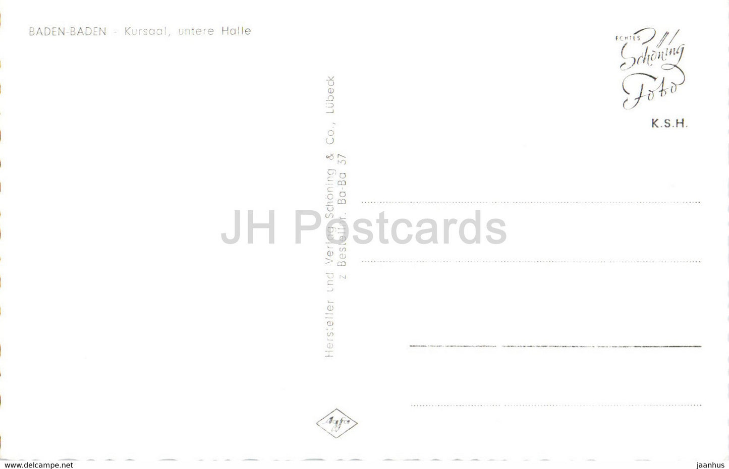 Baden Baden - Kursaal - Untere Halle - alte Postkarte - Deutschland - unbenutzt