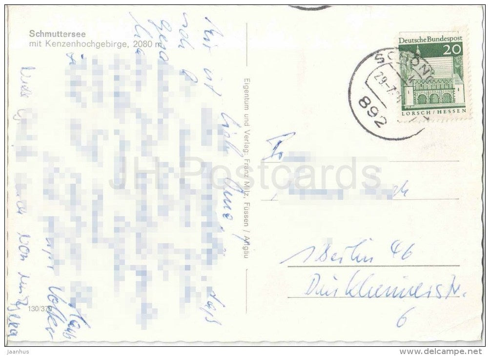 Schmuttersee mit Kenzenhochgebirge , 2080 m - 130/370 - Germany - gelaufen - JH Postcards