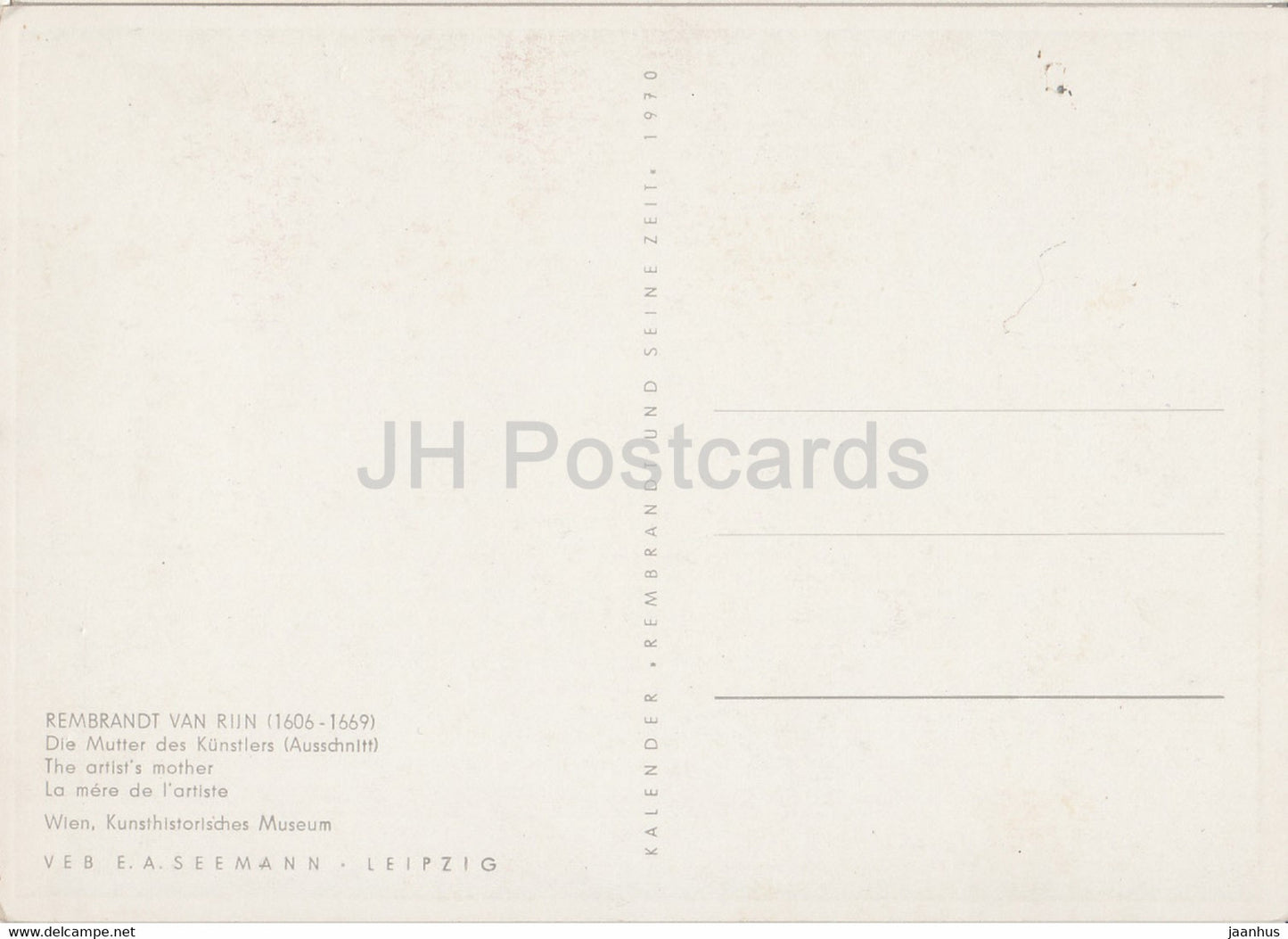 painting by Rembrandt van Rijn - Die Mutter des Kunstlers - detail - Dutch art - 1970 - Germany - unused