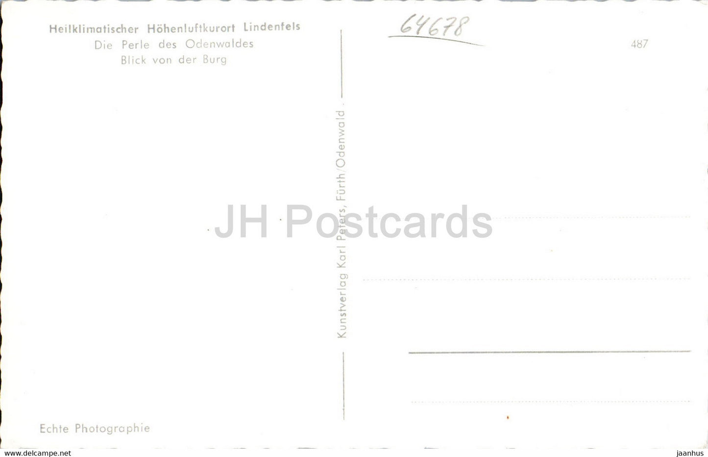 Lindenfels - Blick von der Burg - old postcard - Germany - unused