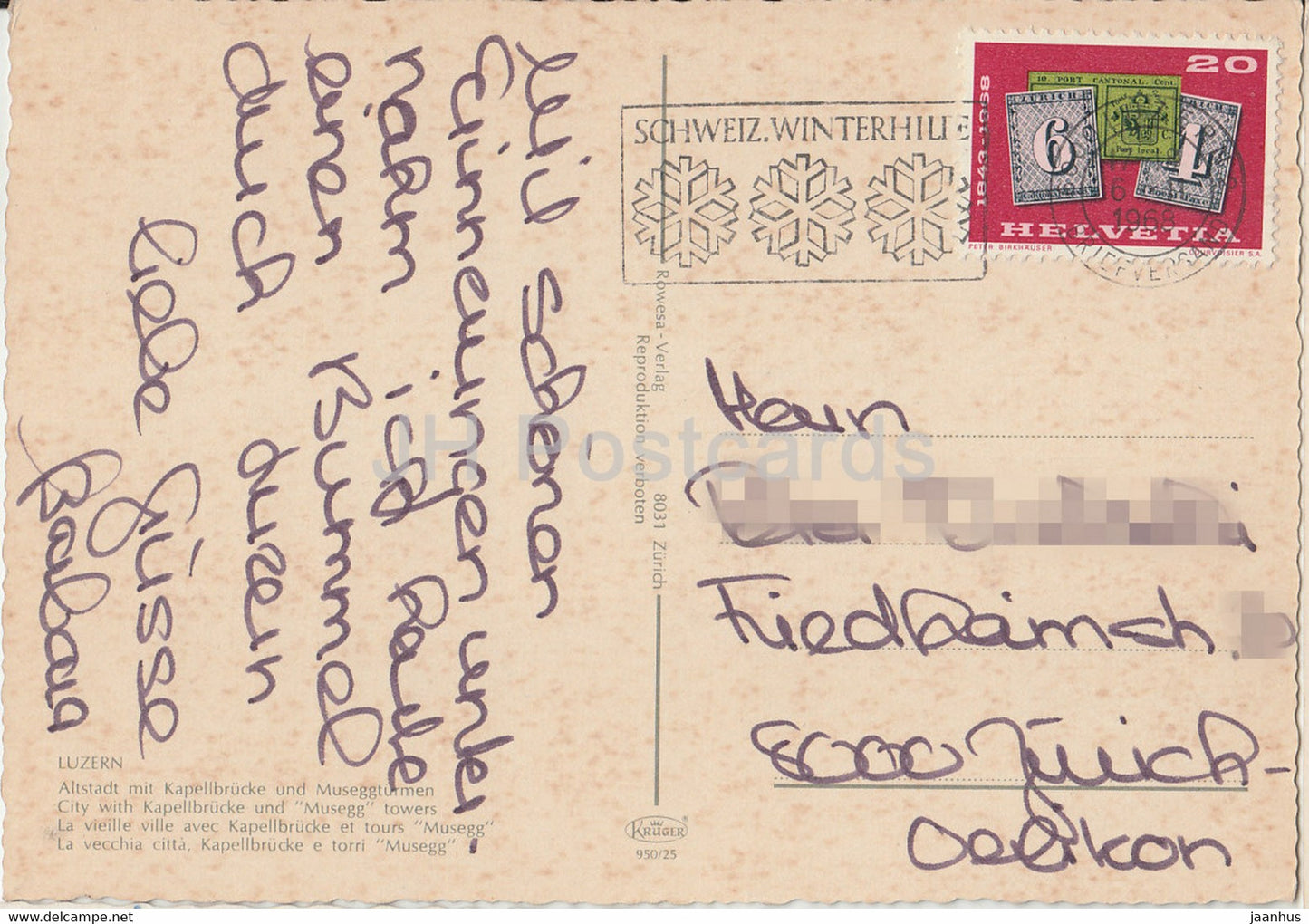 Lucerne - Luzern - Altstadt mit Kapellbrucke und Museggturmen - 1968 - Switzerland - used