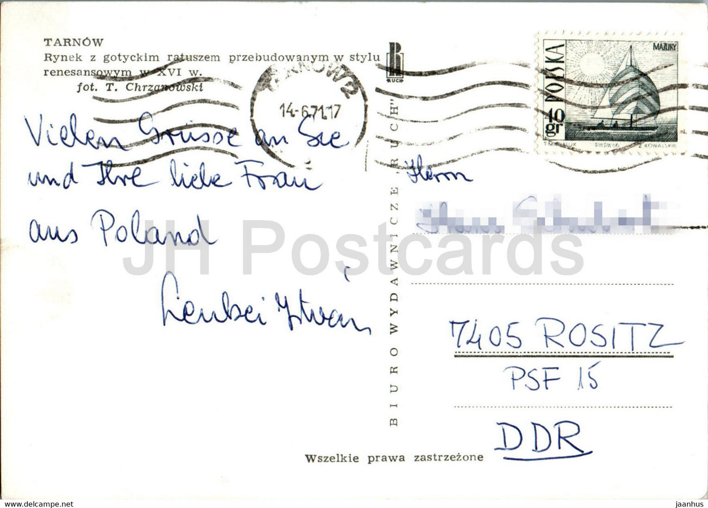 Tarnow - Rynek - Ratusz - Market Square - Town Hall - 1971 - Poland - used