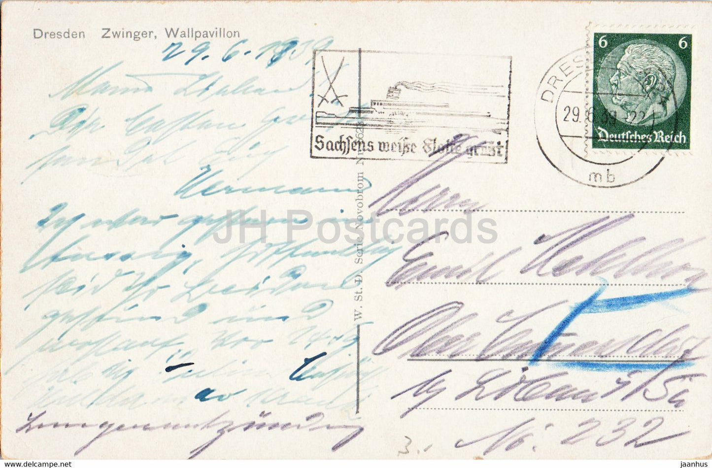 Dresdner Zwinger - Wallpavillon - alte Postkarte - 1939 - Deutschland - gebraucht