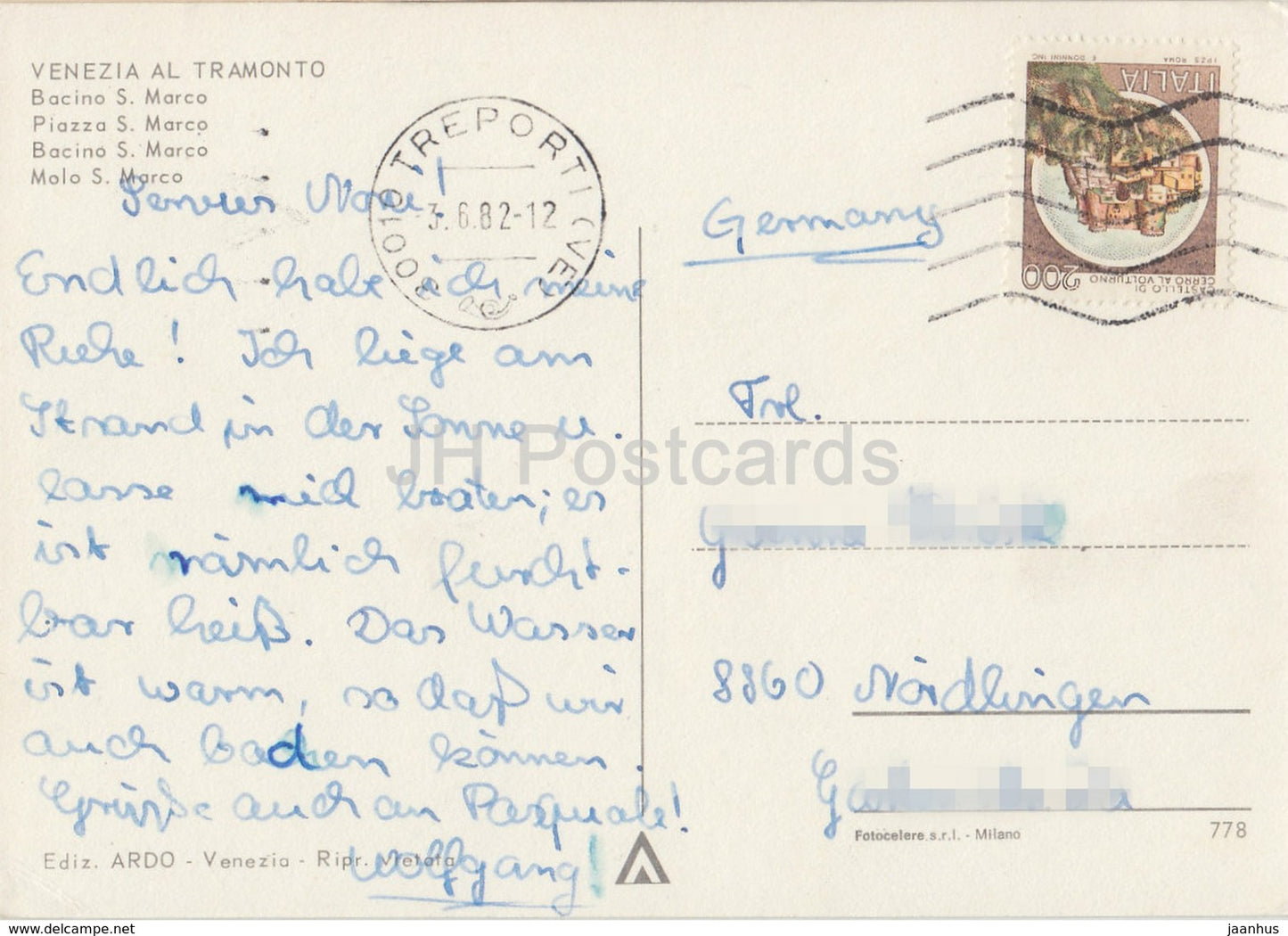 Venezia - Venice - Venezia al Tramonto - Piazza S. Marco - Venice at Sunset - multiview - Italy - 1982 -used