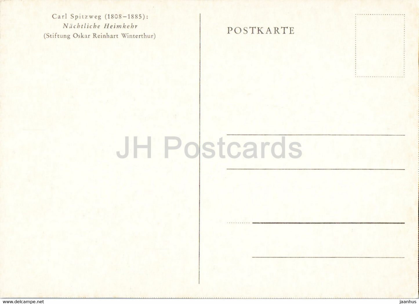 painting by Carl Spitzweg - Nachtliche Heimkehr - German art - Germany - unused