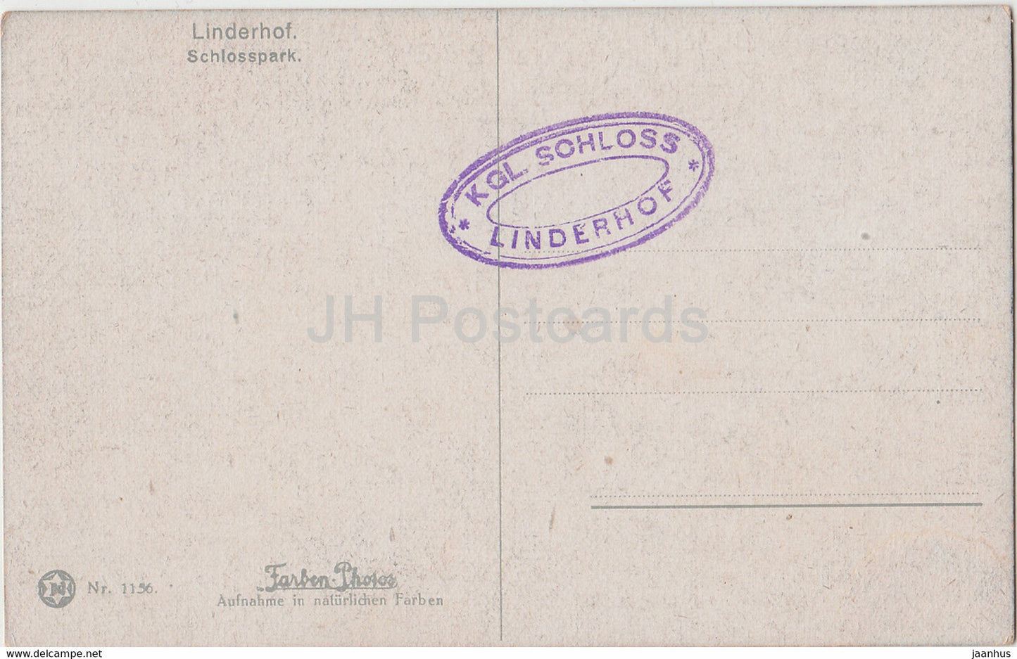 Linderhof - Schlosspark - castle - 1156 - old postcard - Germany - unused