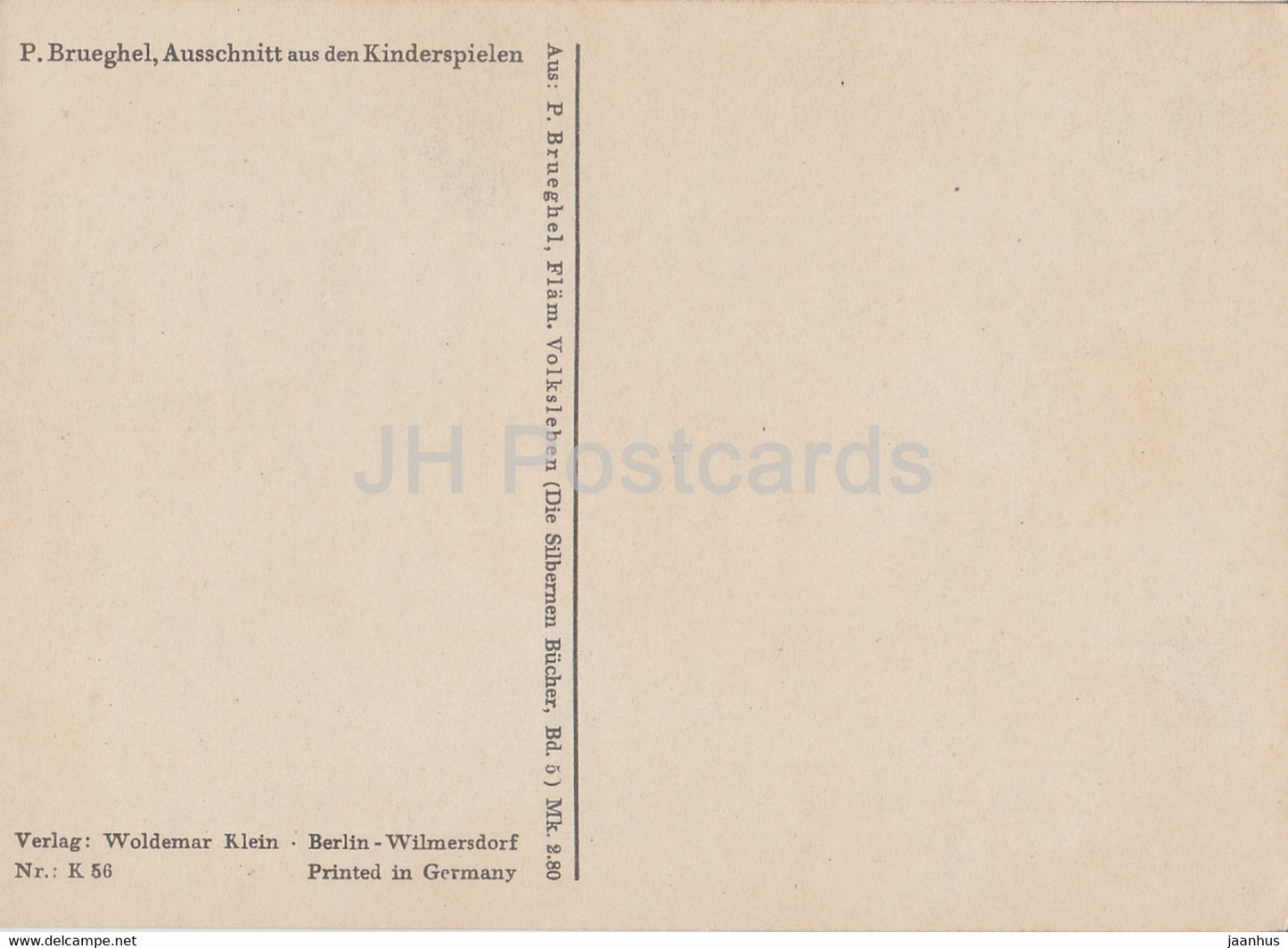 peinture de Pieter Bruegel - Ausschnitt aus den Kinderspielen - détail - Art néerlandais - Allemagne - inutilisé