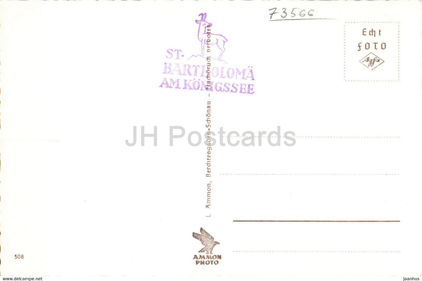 Blick von der Sagereckerwand auf Konigssee - Bartholoma u Untersberg - old postcard - Germany - unused