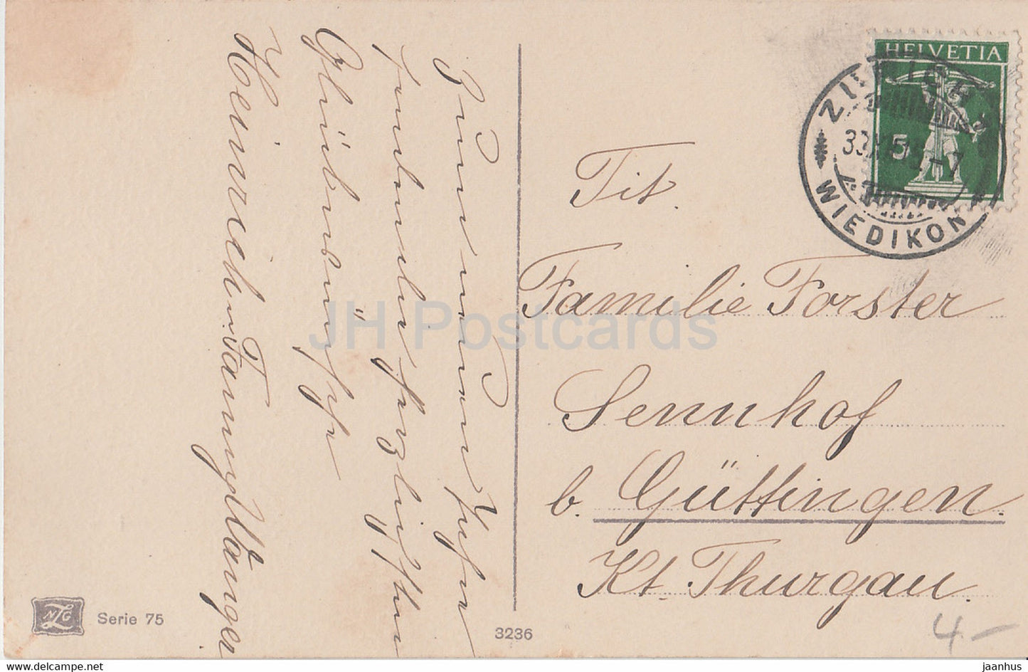 rivière de montagne - hiver - NZG Serie 75 - carte postale ancienne - Suisse - 1915 - utilisé