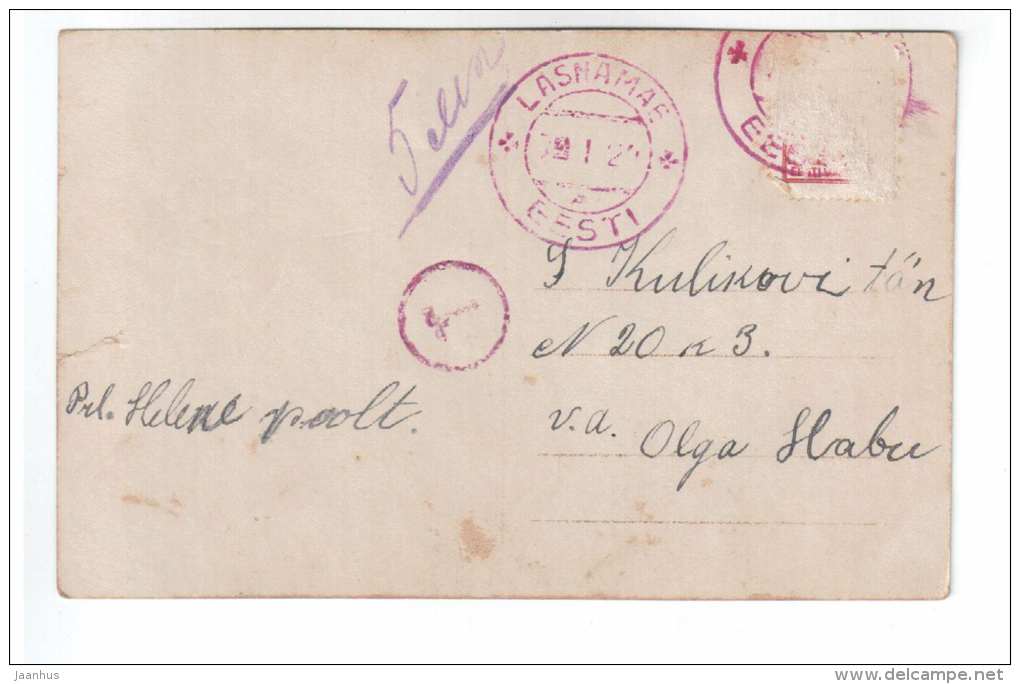 man and woman - couple - EAS - 05285/6 - circulated in Estonia 1920 , Lasnamäe - used - JH Postcards