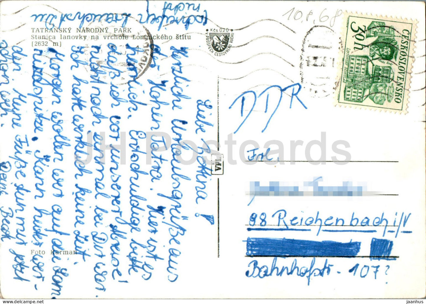 Tatransky Narodny Park - Stanica lanovky - Station de téléphérique - 1968 - Slovaquie - Tchécoslovaquie - occasion