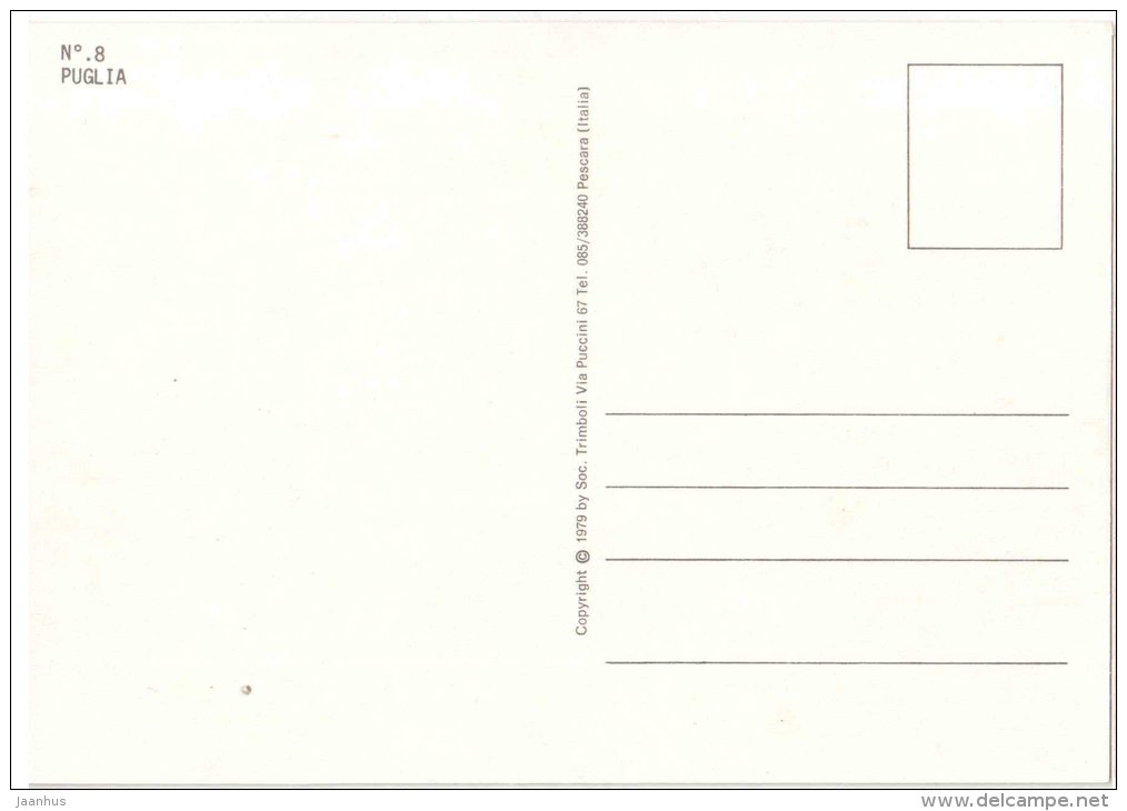 Puglia - column - 8 - Italia - Italy - unused - JH Postcards