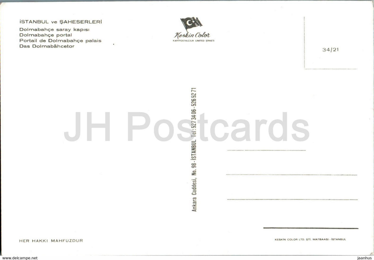 Istanbul - Dolmabahce portal - 34/21 - Turkey - unused