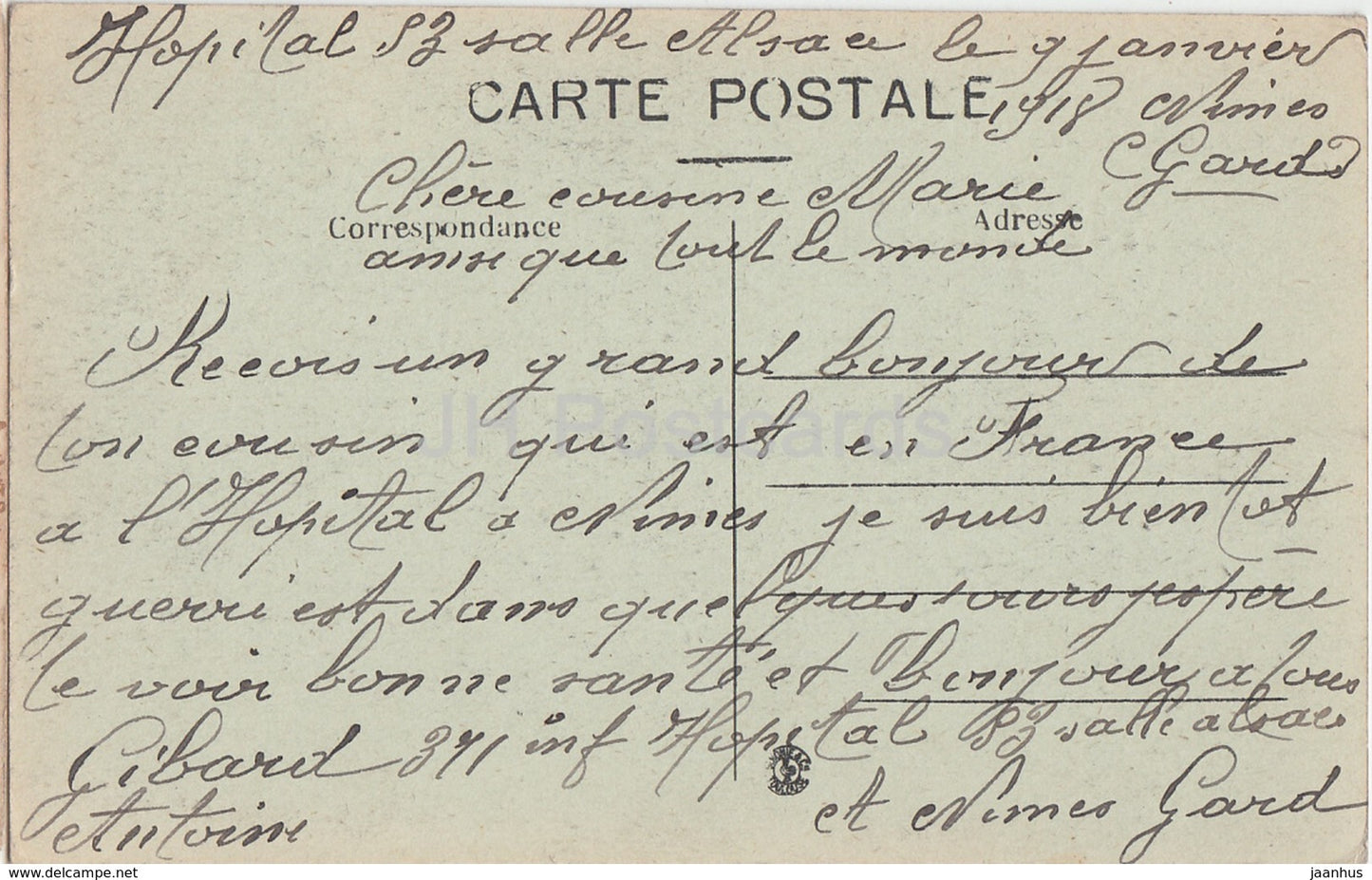 Un Bonjour de Nimes - greeting card - 81 - old postcard - 1918 - France - used