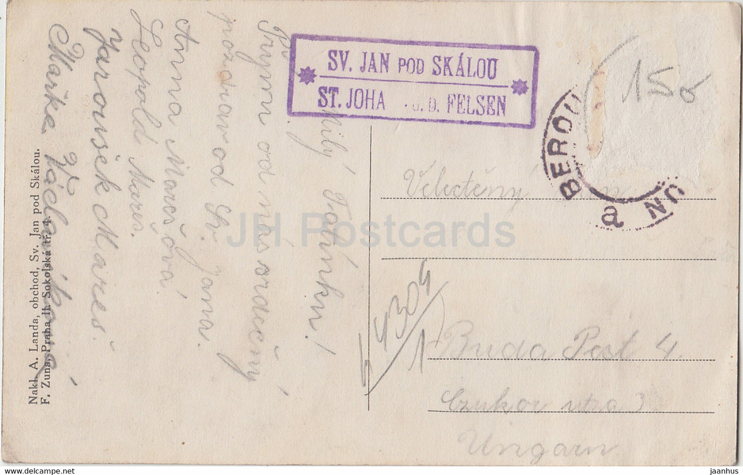 Sv Jan pod Skalou - Svaty Jan pod Skalou - old postcard - Czech Republic - used