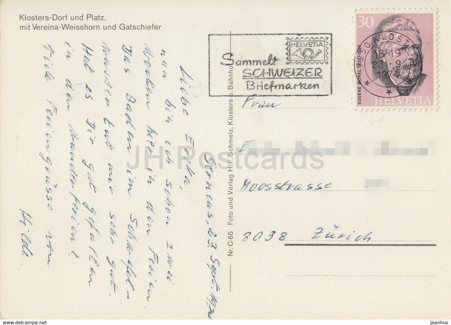 Klosters Dorf und Platz - Vereina Weisshorn - Gatschiefer - Bus - 1974 - Schweiz - gebraucht