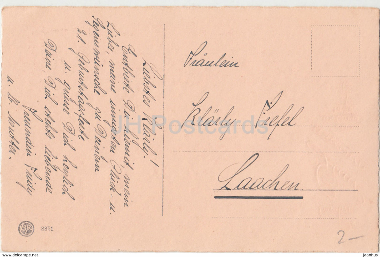 Birthday Greeting Card - Herzliche Gluckwunsche zum Geburtstage - flowers - BR 8851 - old postcard - Germany - used