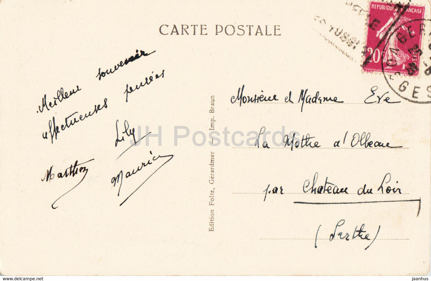 Une Echappee sur Gerardmer – 1088 – alte Postkarte – Frankreich – gebraucht