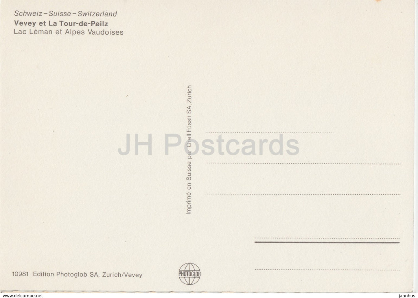 Vevey et la Tour de Peilz - Lac Leman et Alpes Vaudoises - panorama - 10981 - Switzerland - unused