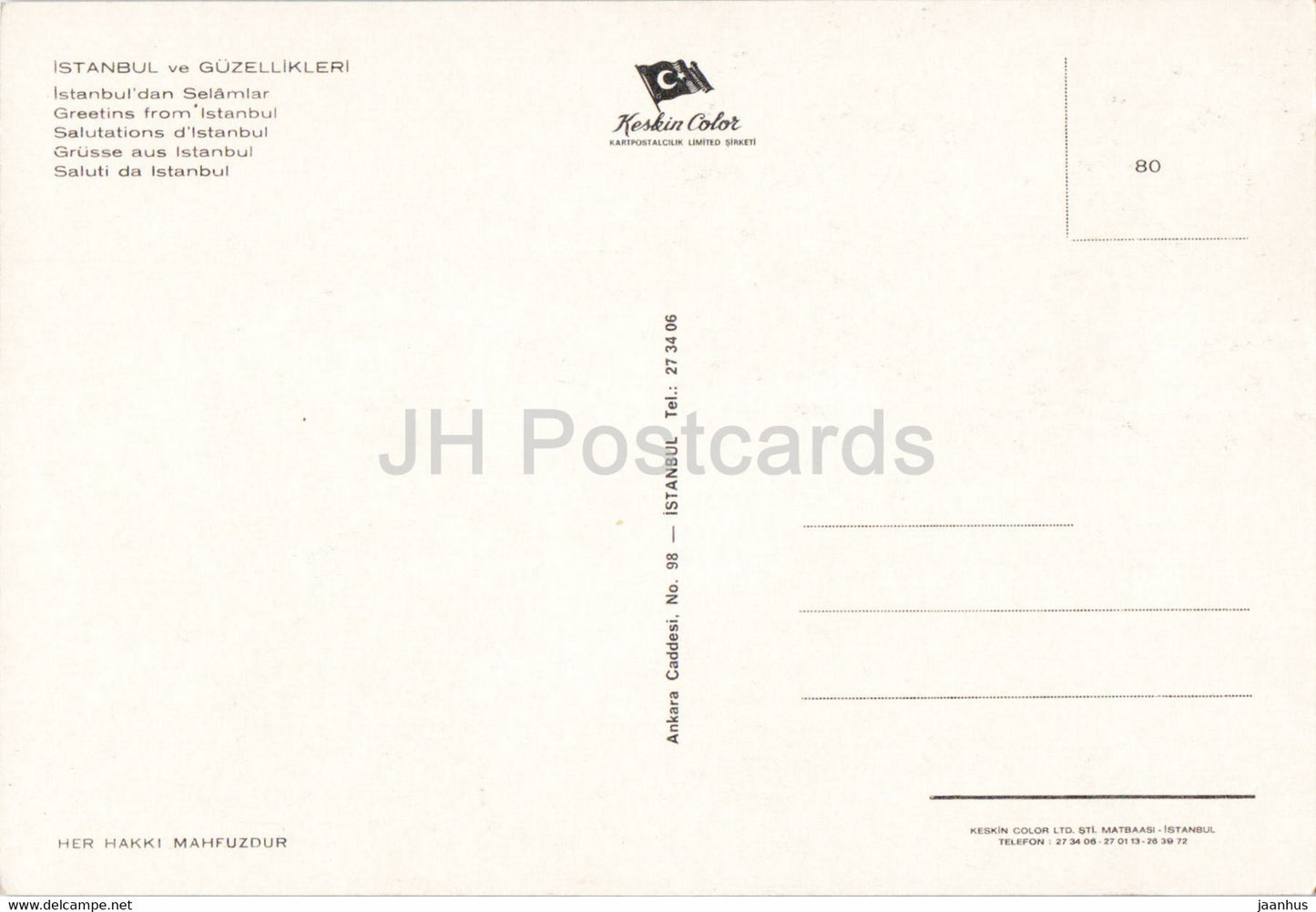 Salutations d'Istanbul - Monument Taksim - Kiz Kulesi - multiview - 80 - Keskin - Turquie - inutilisé