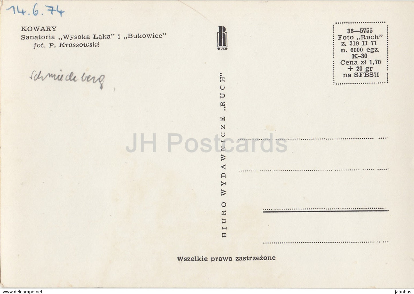 Kowary – Sanatorium Wysoka Laka und Bukowiec – Polen – 1974 – gebraucht