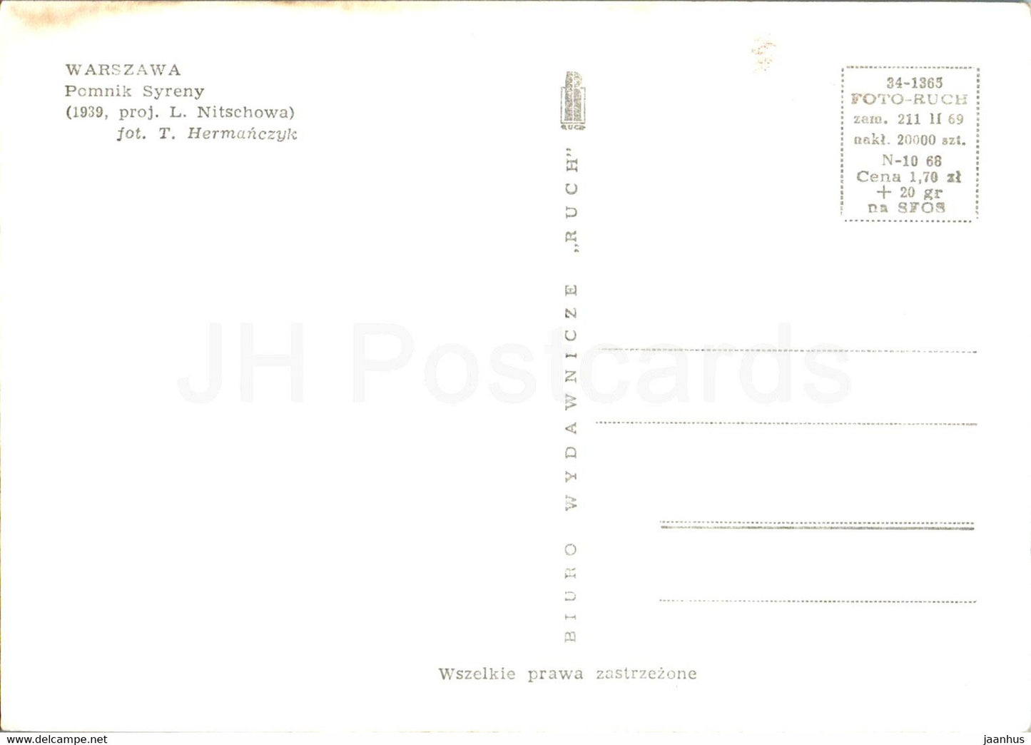 Warschau - Warszawa - Pomnik Syreny - Meerjungfrauendenkmal - Polen - unbenutzt