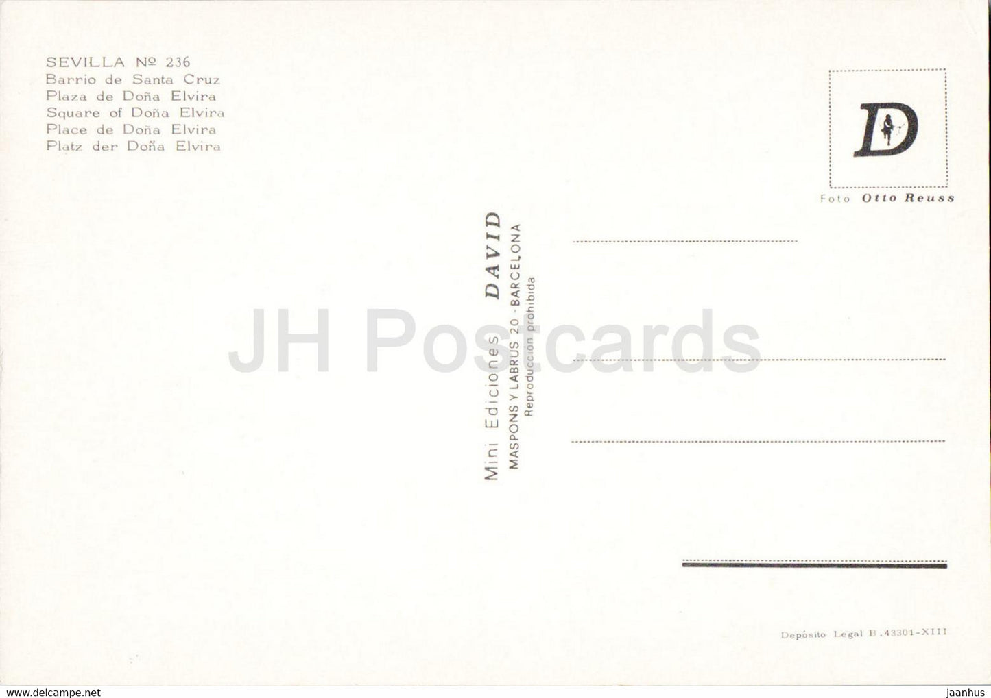 Séville - Barrio de Santa Cruz - Plaza de Dona Elvira - place - 236 - Espagne - inutilisé